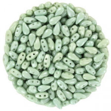 Czech DropDuo Perlen 3x6mm Chalk white teal luster 03000/14459